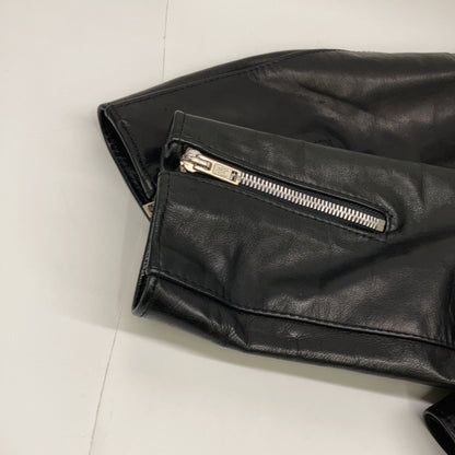 JAMES GROSE Black Made in England Horsehide KANSAN Leather Semi-Double Jacket Jacket