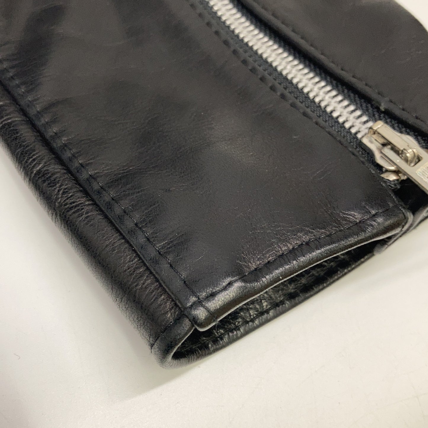 JAMES GROSE Black, Made in England, Horsehide, KANSAN Leather Semi-Double Jacket, Size 40