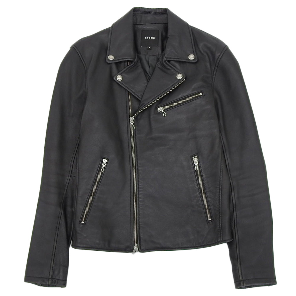 BEAMS ビームス シープレザー ダブルライダース ジャケット メンズ ブラック M 11-18-2899-202 ジャケット M