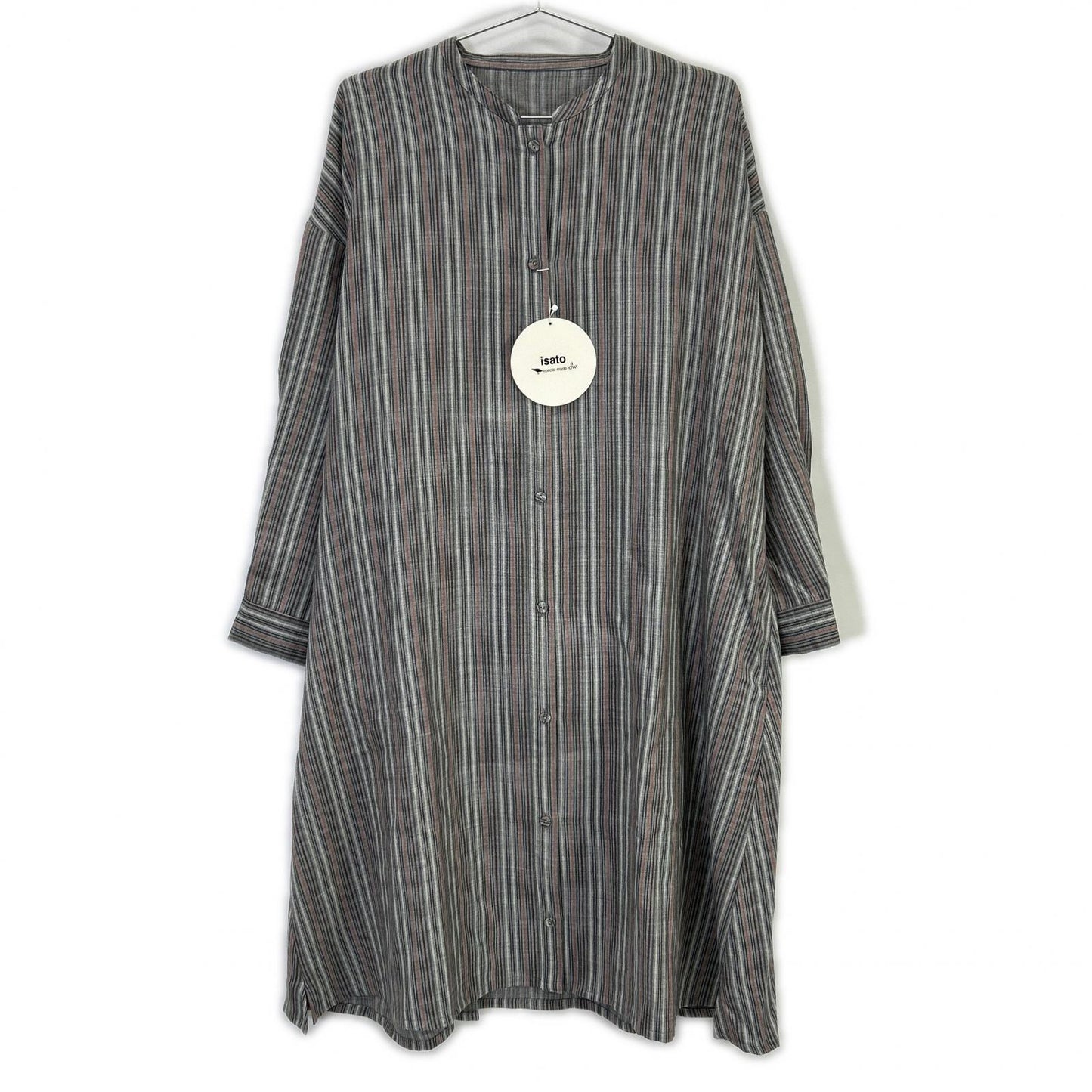 IS-O-029A ｸﾞﾚｰ ｽﾄﾗｲﾌﾟｼｬﾂﾜﾝﾋﾟｰｽ ワンピース F レディース