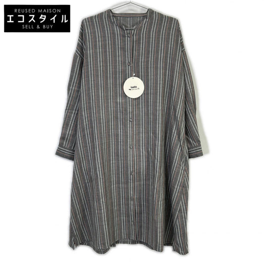 IS-O-029A ｸﾞﾚｰ ｽﾄﾗｲﾌﾟｼｬﾂﾜﾝﾋﾟｰｽ ワンピース F レディース
