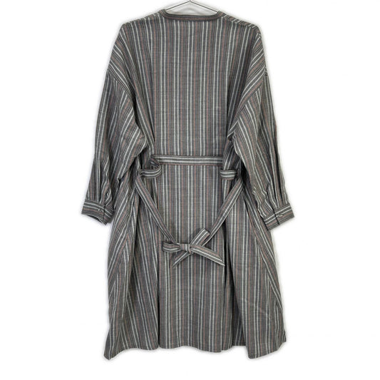 IS-O-029A Gray Striped Shirt Dress One-piece F Ladies
