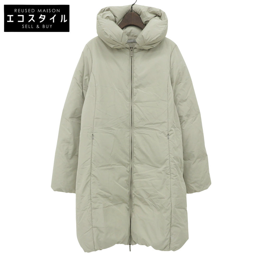 Nylon Blend Long Down Coat, Light Gray, Size 38, 03-2309666, Coat, Size 38, Women's