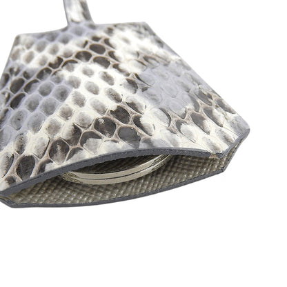 A.D.M.J. Accessoires De Mademoiselle ADMJ 新品同様 スネークレザー クリスタル ハンドバッグ フラップ付 レディース グレー ハンドバッグ