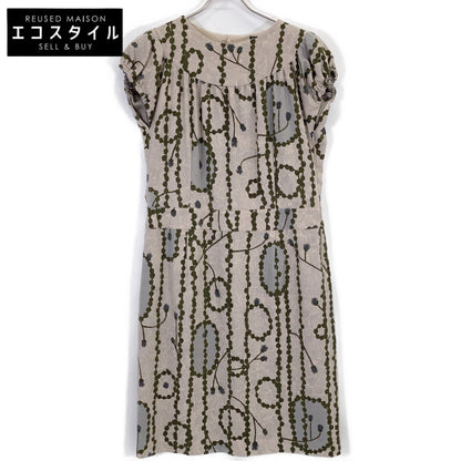 mina perhonen Beige x Green GARLAND Sleeveless Dress