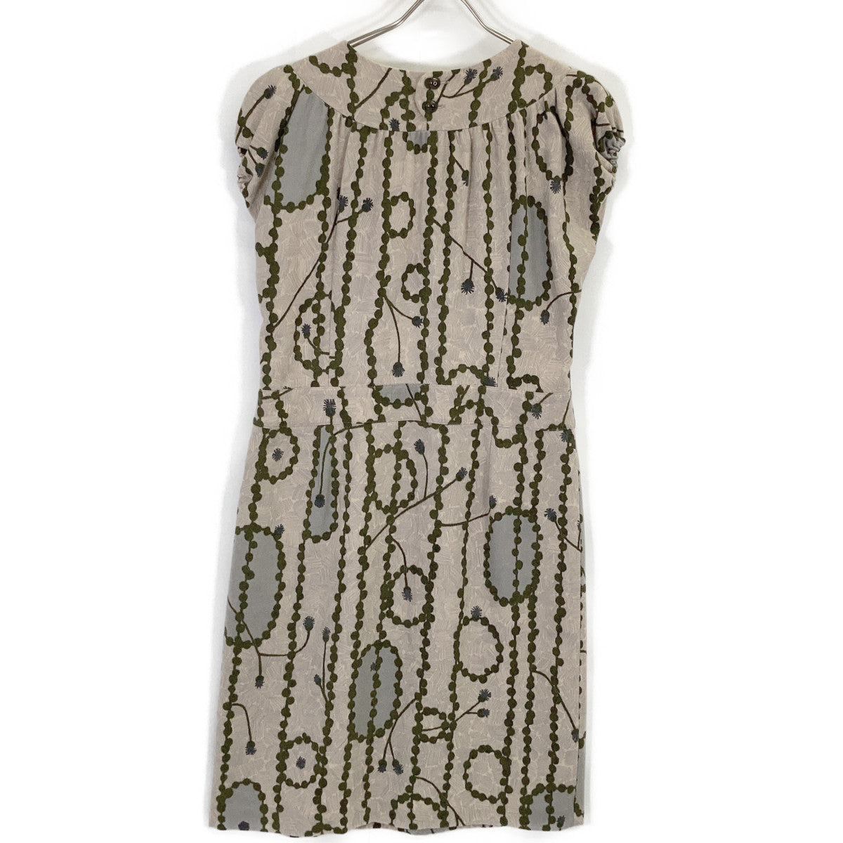 mina perhonen Beige x Green GARLAND Sleeveless Dress
