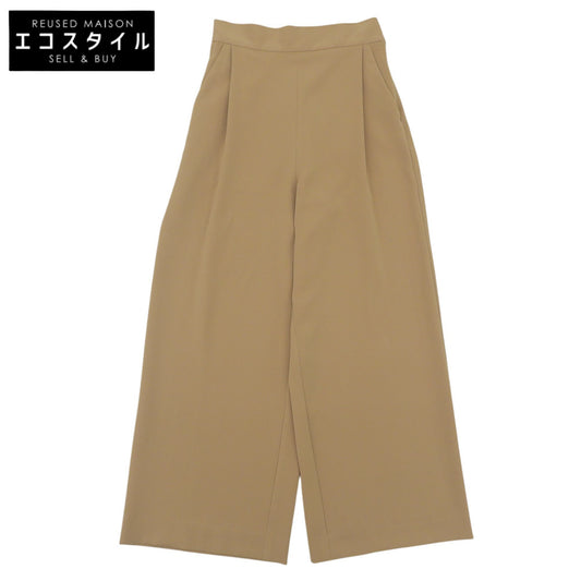 B&Y U-ARROWS ビューティーアンドユース ユナイテッドアローズ 美品 ダブルクロスタックワイドパンツ ボトムス レディース ベージュ M ボトムス M