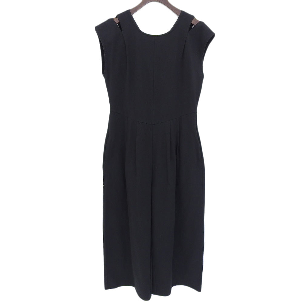 Slit-Shoulder Cotton All-in-One Overalls for Women (Black, M)