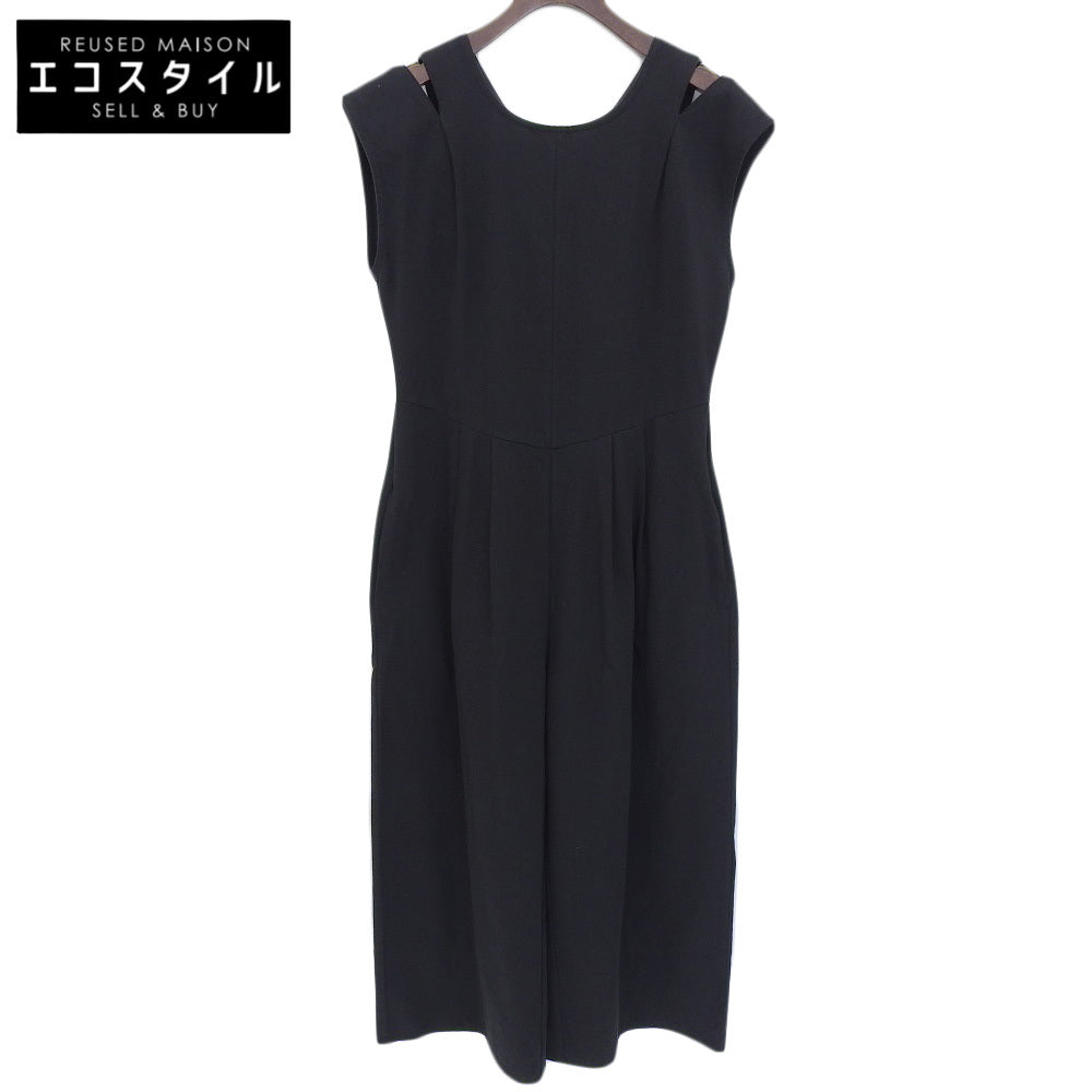 Slit-Shoulder Cotton All-in-One Overalls for Women (Black, M)