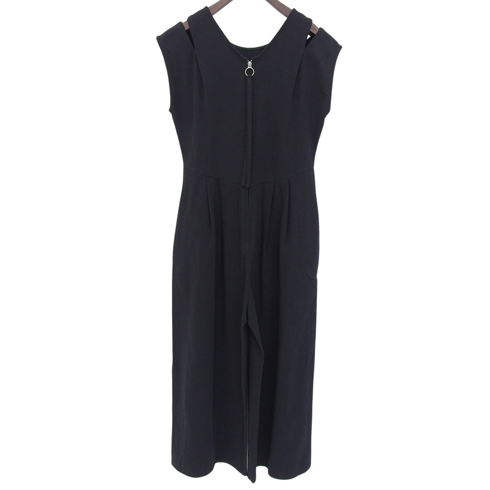 Slit-Shoulder Cotton All-in-One Overalls for Women (Black, M)