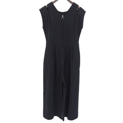 Slit-Shoulder Cotton All-in-One Overalls for Women (Black, M)
