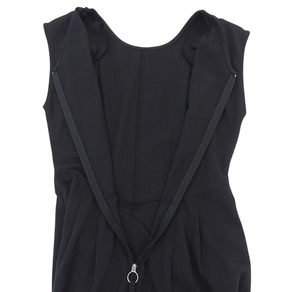 Slit-Shoulder Cotton All-in-One Overalls for Women (Black, M)