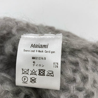 Maiami マイアミ グレー 透かし編み ボリュームスリーブ Vネックカーディガン トップス