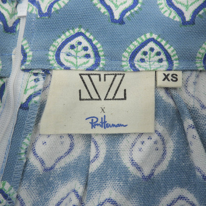 SZ Blockprints エスゼット ブロックプリント 美品 ボタニカルプリント キャンバススカート レディース ブルー XS スカート