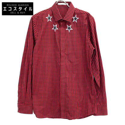 GIVENCHY ジバンシィ 17S 6002 414 レッド ギンガムチェック スタープリント ロングスリーブシャツ トップス