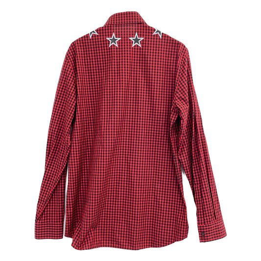 GIVENCHY ジバンシィ 17S 6002 414 レッド ギンガムチェック スタープリント ロングスリーブシャツ トップス