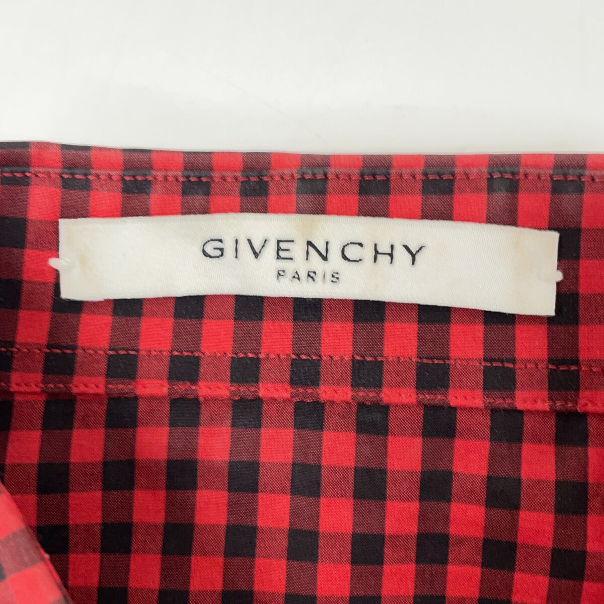 GIVENCHY ジバンシィ 17S 6002 414 レッド ギンガムチェック スタープリント ロングスリーブシャツ トップス