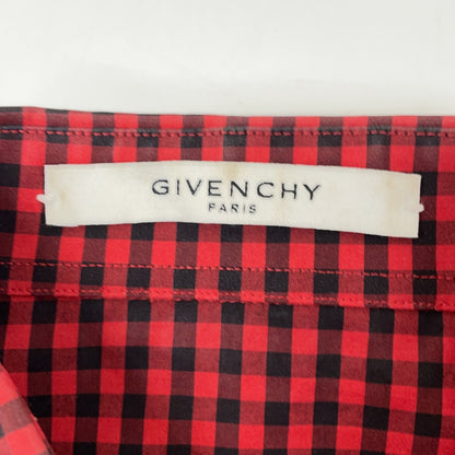 GIVENCHY ジバンシィ 17S 6002 414 レッド ギンガムチェック スタープリント ロングスリーブシャツ トップス