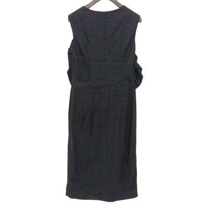 JILSANDER ジルサンダー コットン×ナイロン フリルデザイン バックジップ ノースリーブワンピース レディース 黒 ブラック 36 ワンピース