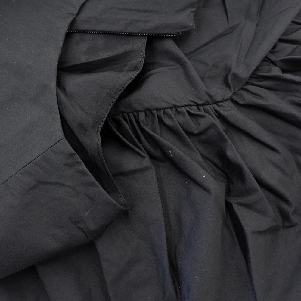 JILSANDER ジルサンダー コットン×ナイロン フリルデザイン バックジップ ノースリーブワンピース レディース 黒 ブラック 36 ワンピース