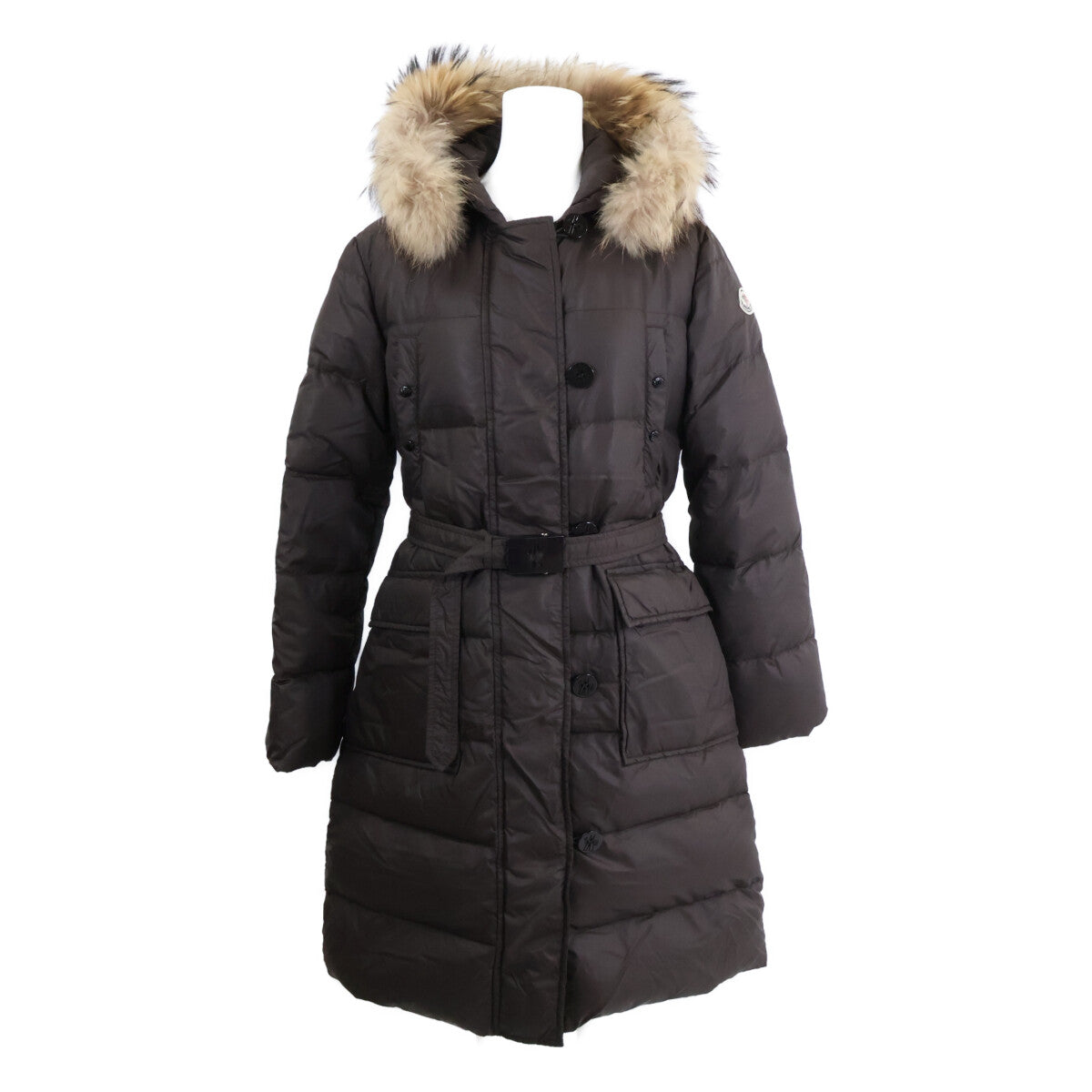 49301 MESSINA Fur/Belted Hooded Down Coat 1 Ladies
