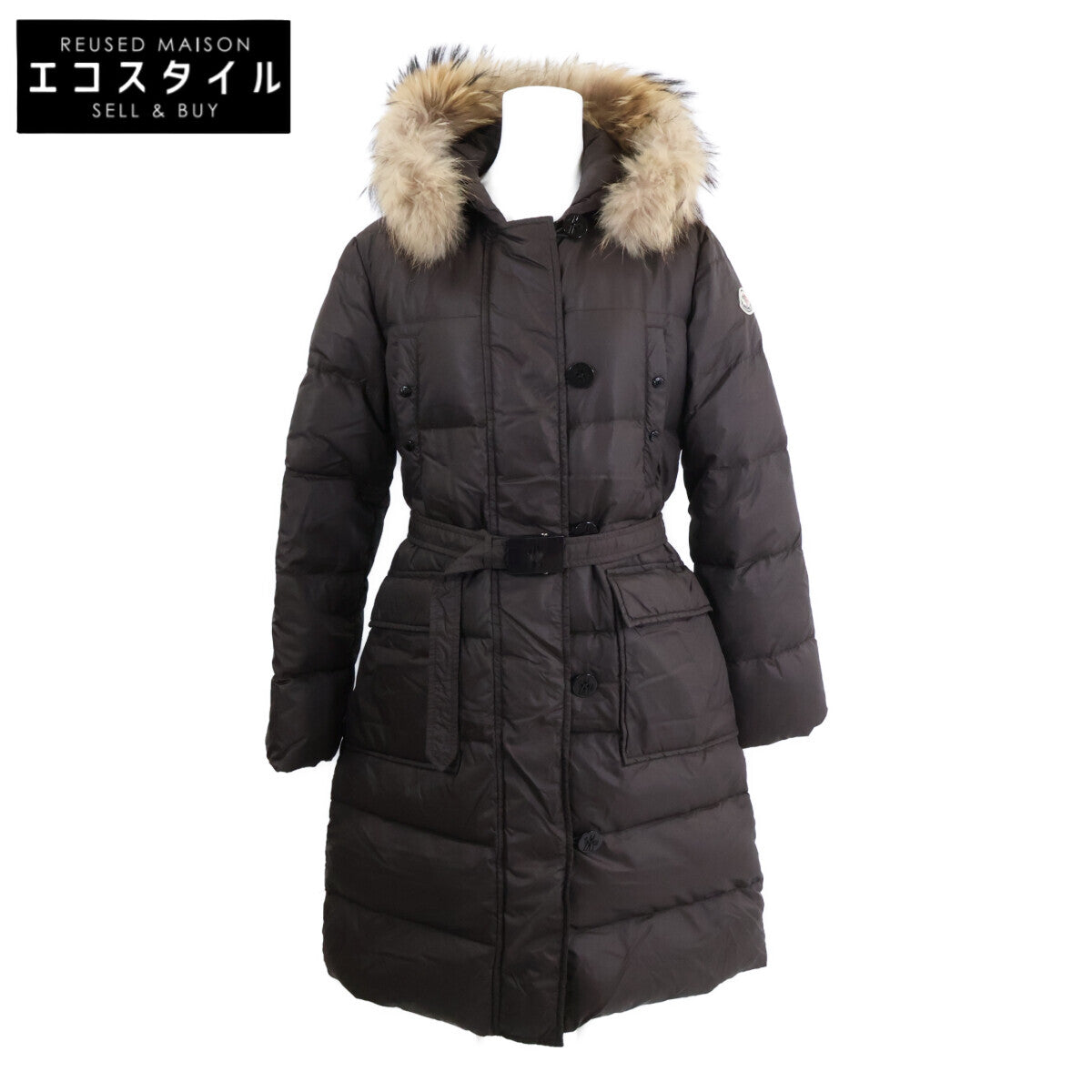 49301 MESSINA Fur/Belted Hooded Down Coat 1 Ladies