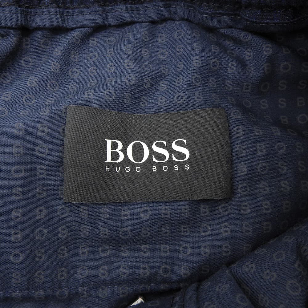BOSS ボス Genius スリムフィット イージースラックス パンツ ボトムス メンズ ネイビー×ブラック H-Genius-J-DS-214 ボトムス