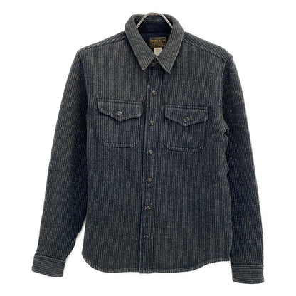 RRL Double RL 782929520001 Gray Cotton Blend Moleskin Cuffs Washed Fleece Jacquard Work Shirt Top