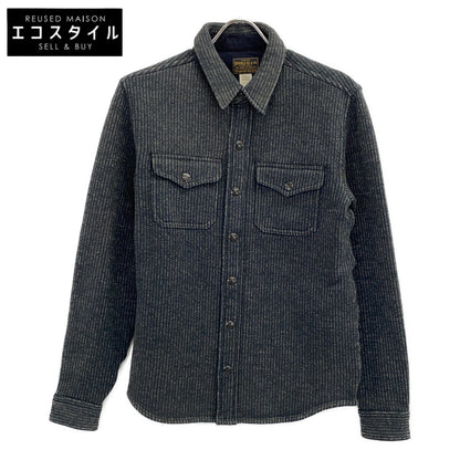 RRL Double RL 782929520001 Gray Cotton Blend Moleskin Cuffs Washed Fleece Jacquard Work Shirt Top