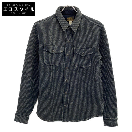 RRL Double RL 782929520001 Gray Cotton Blend Moleskin Cuffs Washed Fleece Jacquard Work Shirt Top