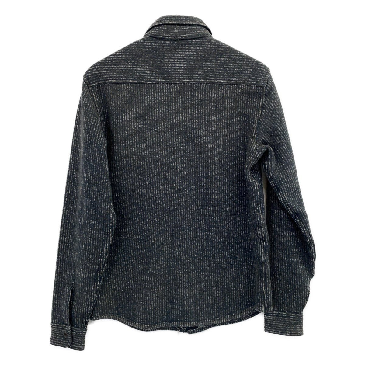 RRL Double RL 782929520001 Gray Cotton Blend Moleskin Cuffs Washed Fleece Jacquard Work Shirt Top