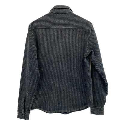 RRL Double RL 782929520001 Gray Cotton Blend Moleskin Cuffs Washed Fleece Jacquard Work Shirt Top