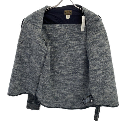 RRL Double RL 782929520001 Gray Cotton Blend Moleskin Cuffs Washed Fleece Jacquard Work Shirt Top