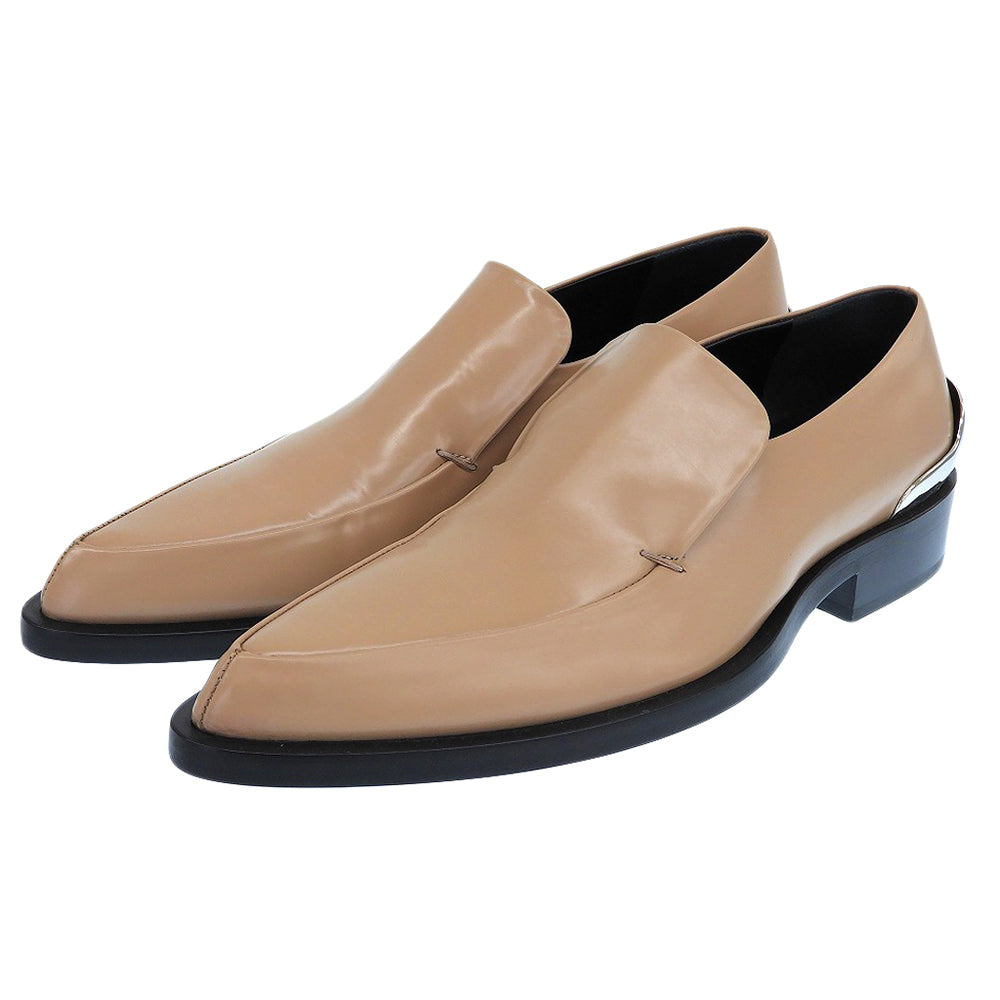 JIL SANDER 极简桑德 全新未使用 盒装牛皮革 尖头 金属跟 乐福鞋 男士 米色系 J15WR0007 23SS 鞋子