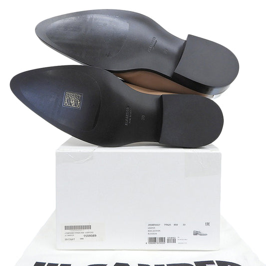 JIL SANDER ジルサンダー 新品同様 ボックスカウレザー ポインテッドトゥ メタルヒール ローファー メンズ ベージュ系 J15WR0007 23SS シューズ