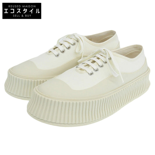 JILSANDER ジルサンダー 新品同様 キャンバス ラバーソール レースアップ ローカット スニーカー ナチュラル/アイボリー 39 JS36072A シューズ