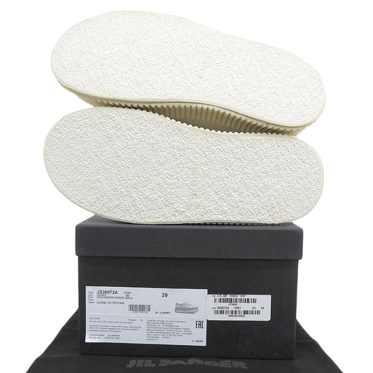 JIL SANDER ジルサンダー 新品同様 キャンバス ラバーソール レースアップ ローカット スニーカー ナチュラル/アイボリー 39 JS36072A シューズ