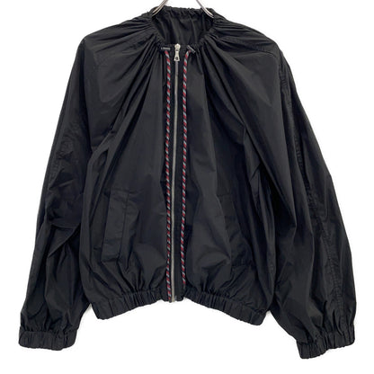DRIES VAN NOTEN 德赖斯·范诺顿 黑色尼龙抽绳褶皱袖拉链夹克