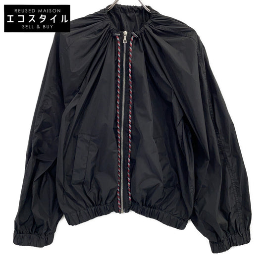 DRIES VAN NOTEN ドリスヴァンノッテン ブラック ナイロン ドローコード ギャザースリーブ ジップブルゾン ジャケット