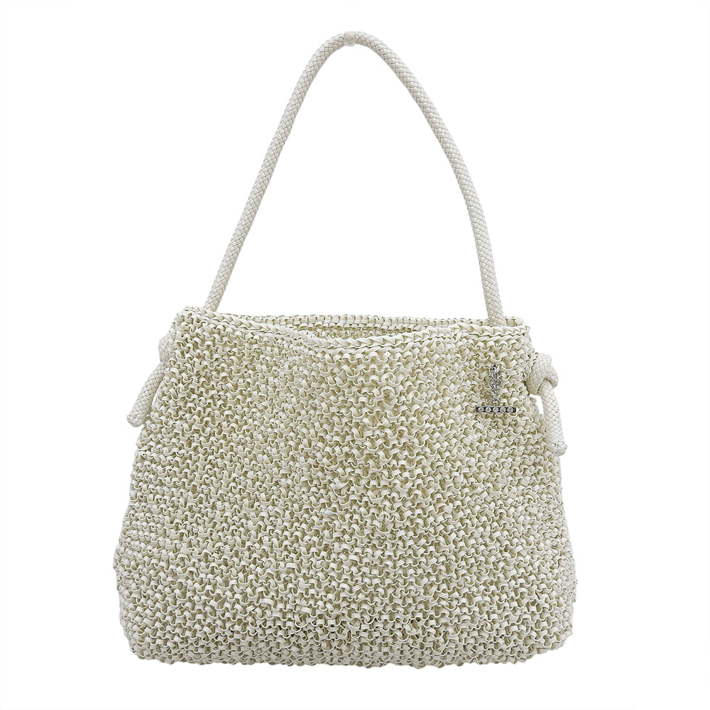 ANTEPRIMA アンテプリマ 美品 ノード ロゴチャーム ワイヤー ワンハンドルバッグ ショルダーバッグ レディース マットホワイト PB20SJB3D4 ショルダーバッグ