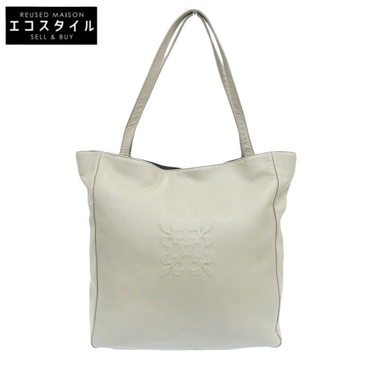 russet ラシット 美品 シュリンクソフトカーフ エンボスロゴ トートバッグ レディース グレージュ CE-1526 25SS トートバッグ