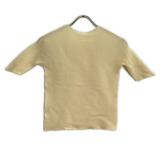 ISSEY MIYAKE PLEATS T. PP01-FK914 Ivory Short Sleeve Cut-and-Sew Top