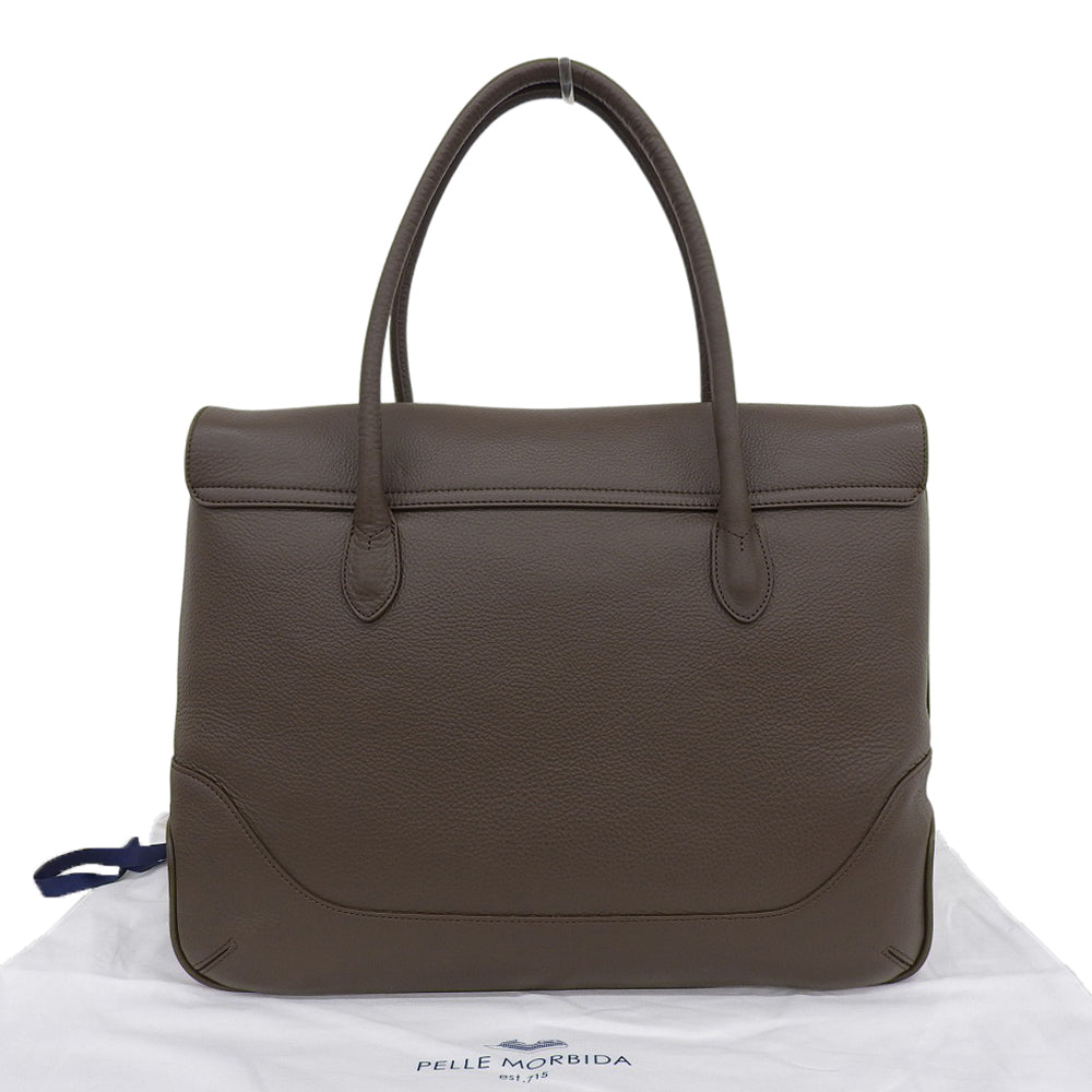 PELLE MORBIDA ペッレモルビダ 美品 Maiden Voyage シュリンクカーフ フラップ トートバッグ レディース ダークブラウン PMO-MB055A トートバッグ