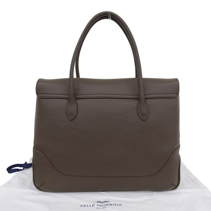 PELLE MORBIDA ペッレモルビダ 美品 Maiden Voyage シュリンクカーフ フラップ トートバッグ レディース ダークブラウン PMO-MB055A トートバッグ