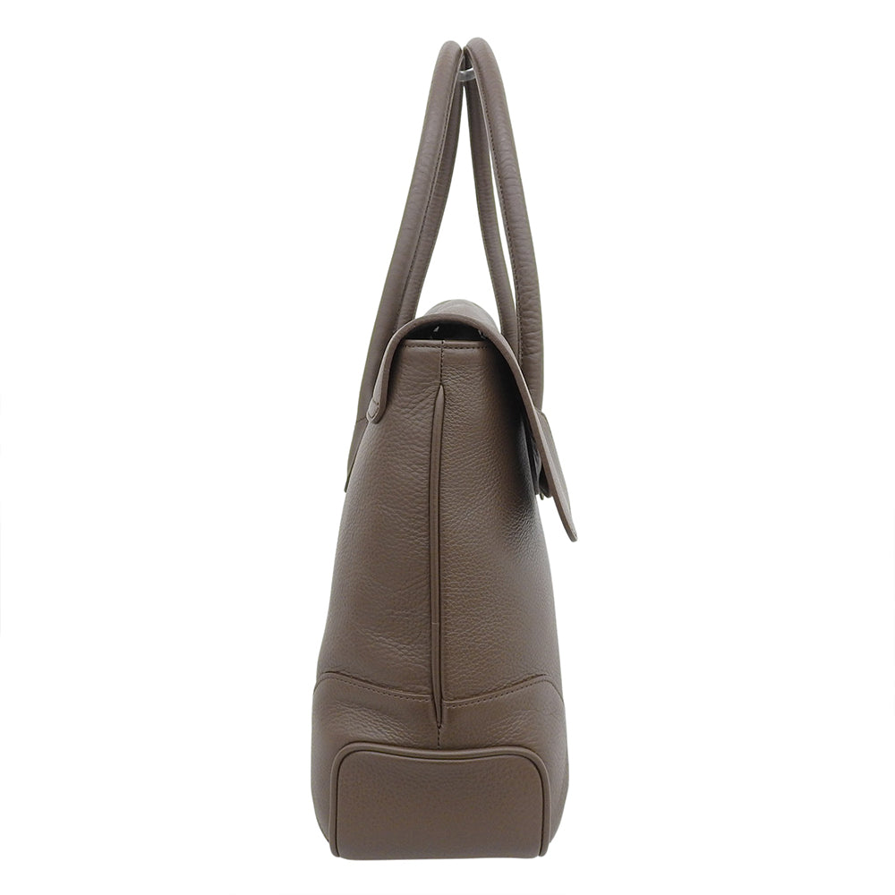 PELLE MORBIDA ペッレモルビダ 美品 Maiden Voyage シュリンクカーフ フラップ トートバッグ レディース ダークブラウン PMO-MB055A トートバッグ