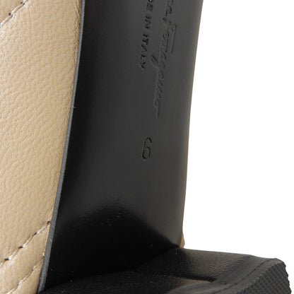 Salvatore Ferragamo 萨尔瓦托·菲拉格慕 几乎全新 纳帕牛皮 维拉罗缎蝴蝶结 缝线设计 粗跟高跟鞋 0750370 鞋子