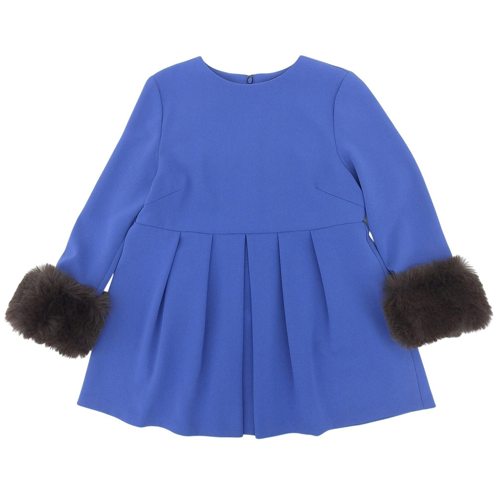 Fur Peplum Long Sleeve Blouse Top Women's Blue Top - Women's
