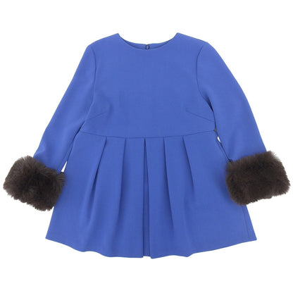 Fur Peplum Long Sleeve Blouse Top Women's Blue Top - Women's