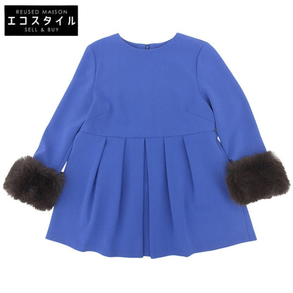 Fur Peplum Long Sleeve Blouse Top Women's Blue Top - Women's