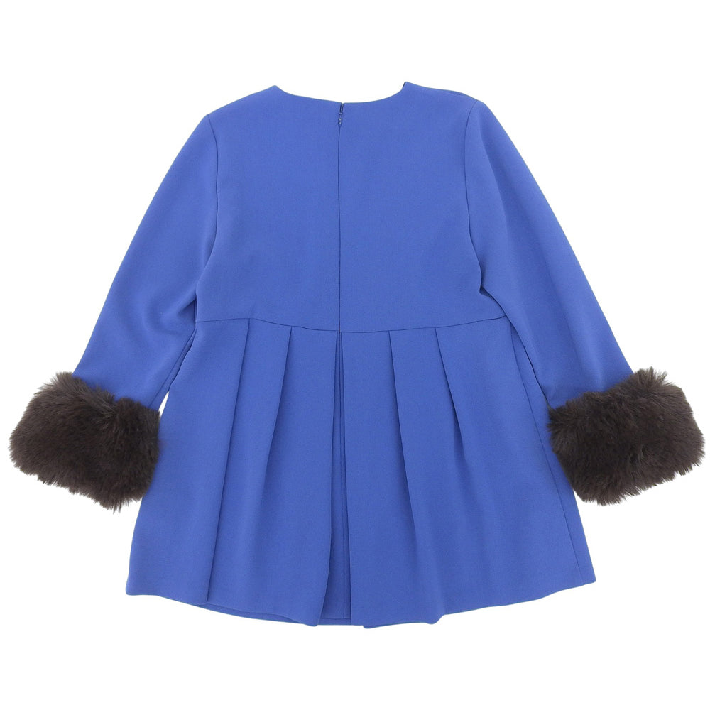 Fur Peplum Long Sleeve Blouse Top Women's Blue Top - Women's